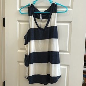 Z Supply Navy and White Venice Stripe Vneck Tank